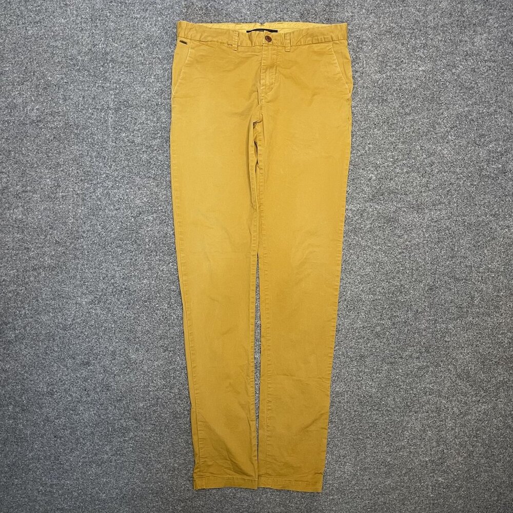 Scotch & Soda Mens Mustard Yellow Chino Stuart Pants W30 L34 Cotton Slim Fit